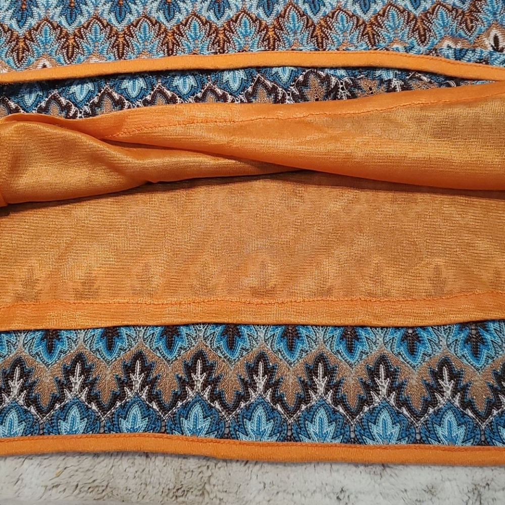 Young Threads Orange Blue Geometric Patterned Wra… - image 4